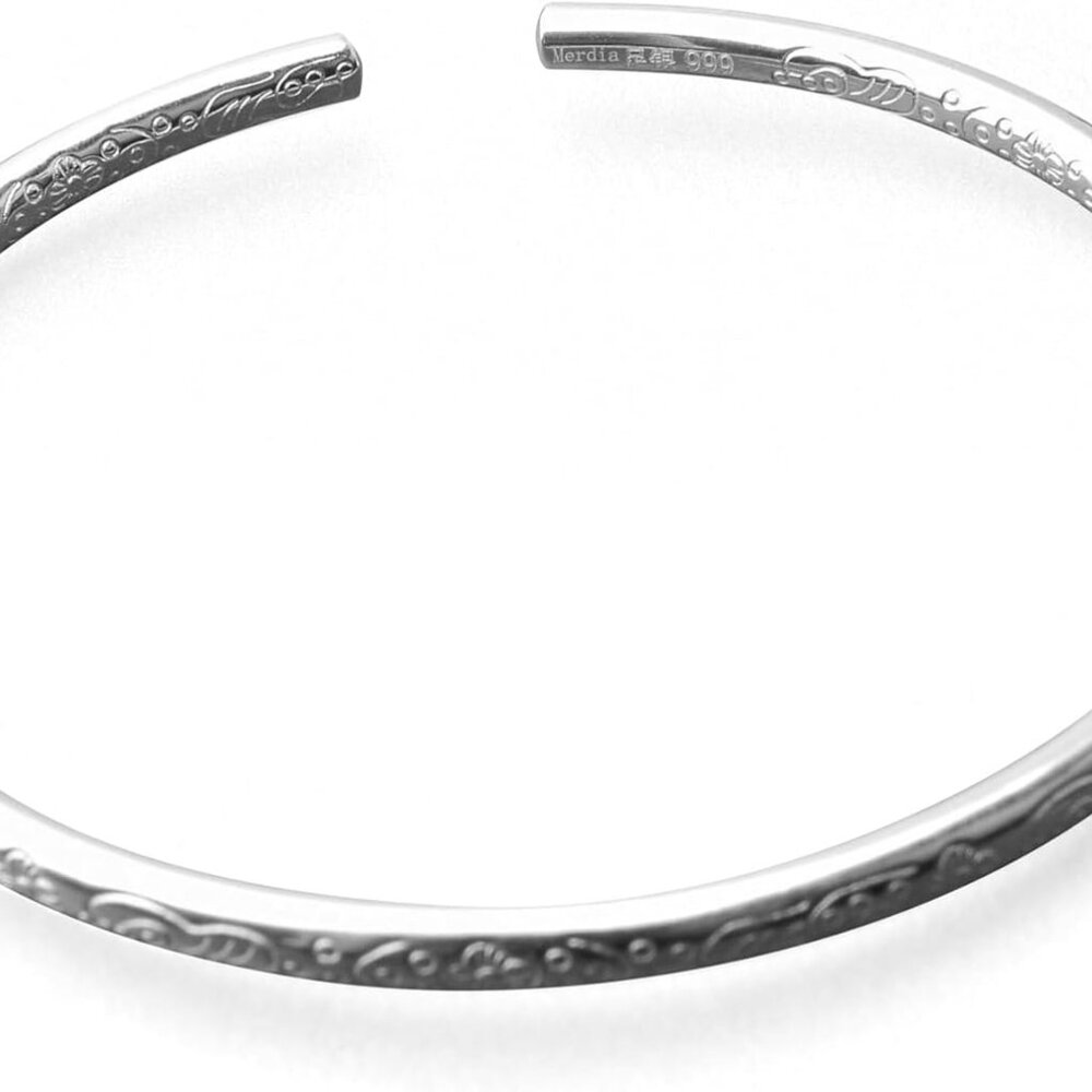 999 Solid Sterling Silver Bangle Cuff Bracelets F… - image 8